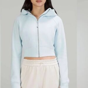 Lululemon Scuba Full-Zip Cropped Hoodie, Powder Blue.
